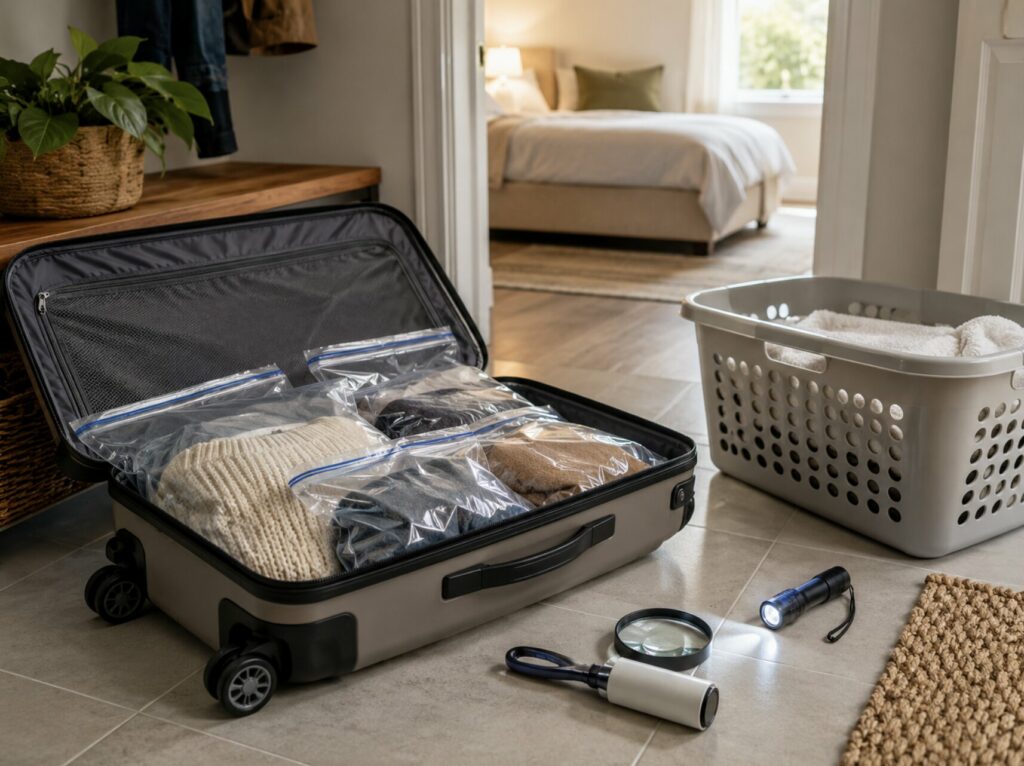 vérification valise punaises de lit